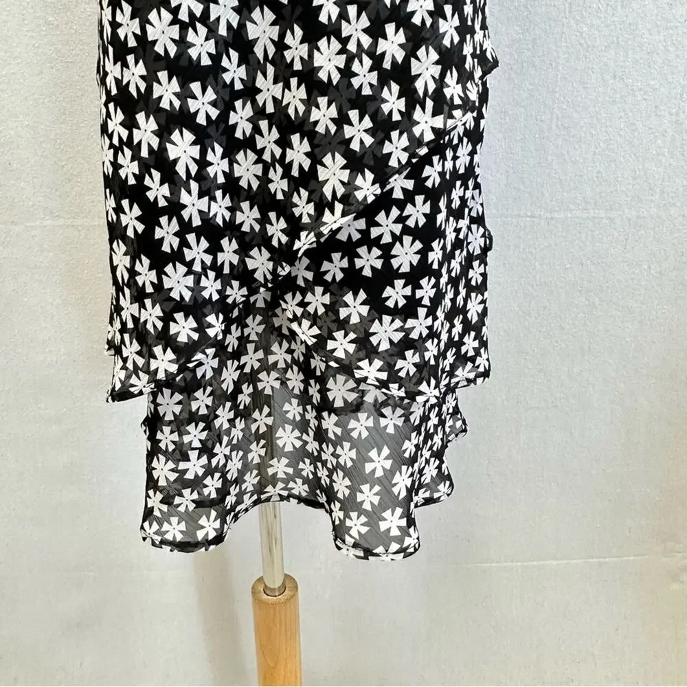 Vintage Y2k Soft Works Petites black & white  layered knee length skirt size 2‎